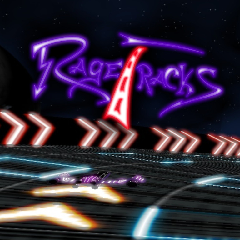 Screenshot of a futuristic 3D racing game in a glowing, colorful space-setting